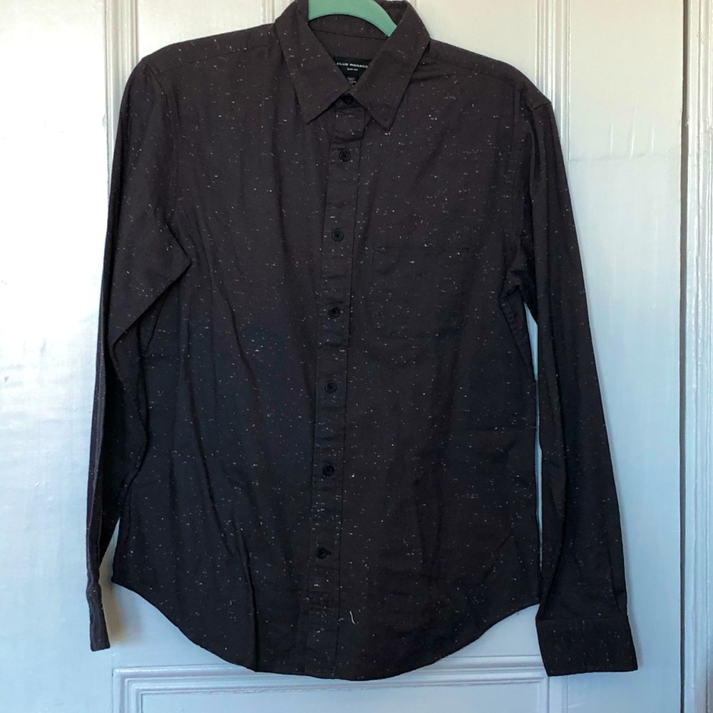 Club Monaco Flannel Shirt - Purple/Grey (Medium)